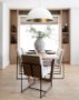 69970 - Stamford Beige Upholstered Seat w/ Wood Back, Black Metal Frame Dining Chair w/ Arms
